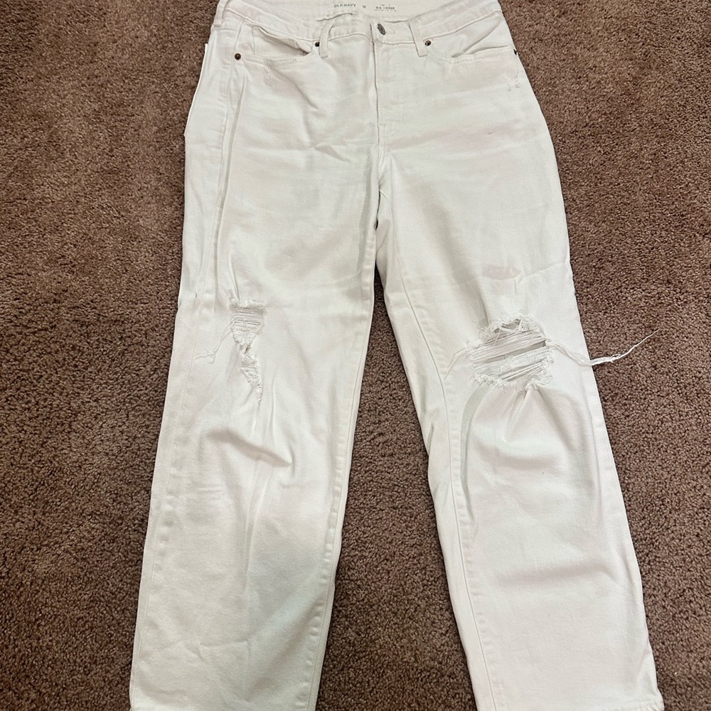 Old Navy White Straight Leg Jeans